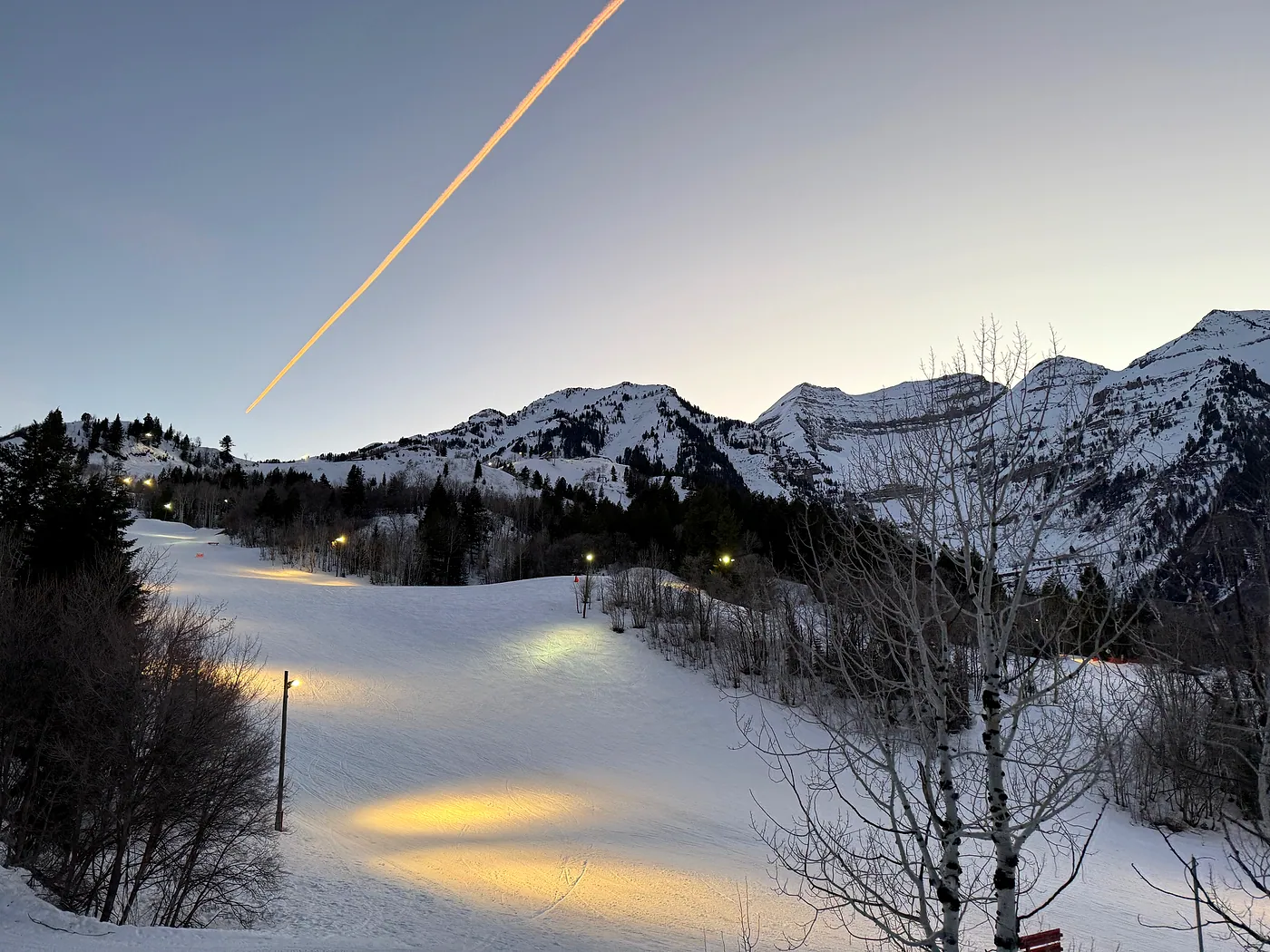 Night skiing at Sundance under the lights